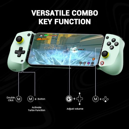 GameSir X5 Lite Mobile Gaming Controller for Android, iPhone 15/iPhone 16 Series, iPad Mini 7(USB-C), Type-C Phone Controller with Hall Effect Sticks, Turbo Function for Call Of Duty, Genshin Impact, Minecraft, Plug and Play Gamepad(Wasabi)