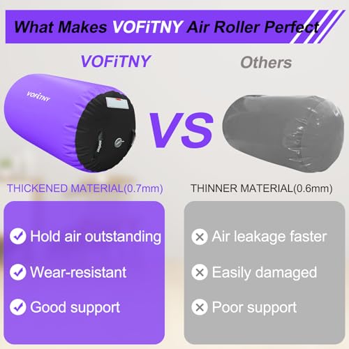 VOFiTNY Gymnastics Tumbling Equipment Air Barrel Inflatable Octagon Tumbler Roller Back-bend Trainer Cheerleading Without Pump - color: Black/Purple No Pump, size: 2.6'L x 1.55'D