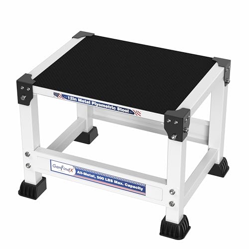 GanFindX Steel Plyo Jump Box, 12/18 Inch, White | Heavy-duty Steel Plyo Box For Home Gym. Builds Agility, Stamina, Conditioning & Strength. - size: 12 Inch