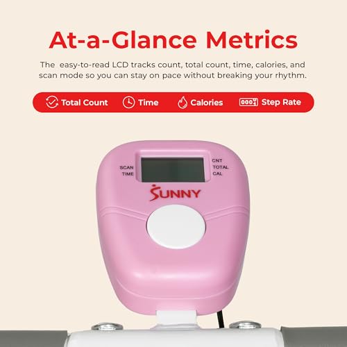 Sunny Health & Fitness Stair Stepper for Home, Smart Foldable Stair Climber