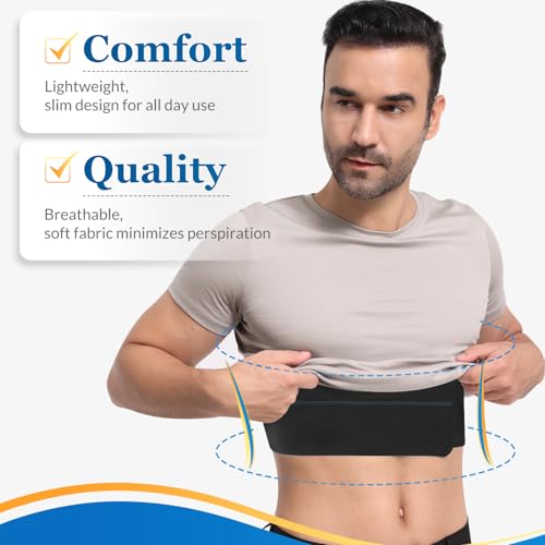 Pauline Broken Rib Brace for Men - Compression Chest Binder for Cracked Ribs Support & Chest Pain Relief - Rib Belt for Bruised Rib Cage (Black, Fits 30”-45”) - size: M, style: Men BK