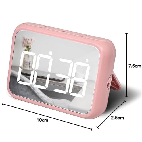 Digital Large Display Visual Timer Stopwatch for Kitchen Teacher School Classroom Cooking, Night Light Magnetic Bathroom Makeup Mirror LED Stop Clock Timer, 99 Minutes Countdown, Loud/Silent (Green) - color: Green