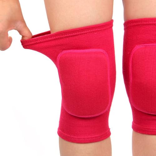 Anti slip sponge, soft and breathable men's, women's, girls', and children's red knee pads suitable for sports scenes such as volleyball, football, dance, yoga, wrestling, running, cycling, etc (red, Small) - color: red, size: Small