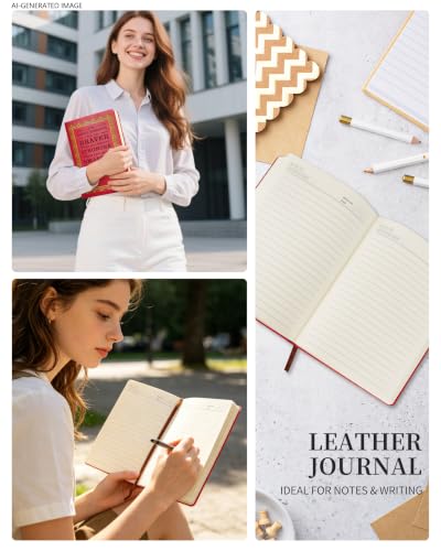 JOHSBYD Journal for Women - A5 Lined Hardcover Notebook and Diary for Teen Girls, 200 Pages 100GSM Bleedproof Paper, Inspirational Back to School College Supplies(Red) - color: Red