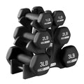 HolaHatha 1, 2 and 3 lb Neoprene Dumbbell Strength Training Weight Set with Rack - color: Black, size: 12 LB