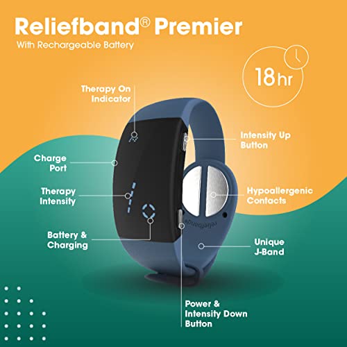 Reliefband Premier | FDA Cleared | Vomiting Relief for Motion Sickness (Car, Air, Train, Sea), & Morning Sickness | Drug Free (Slate Blue) - color: Slate Blue