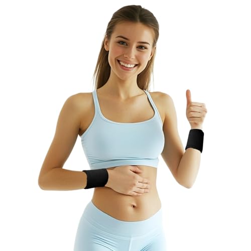 12 PCS Sweatbands Sports Wristband, Sweat Absorbent, for Basketball, Tennis, Football, Running - color: black