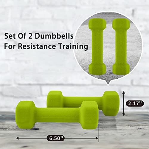 Saorzon Dumbbells Set of 2 Exercise Fitness Dumbbell for Home Gym Free Weights Hand Hex Dumb Bells - color: Green, style: 3 Pounds,Pair