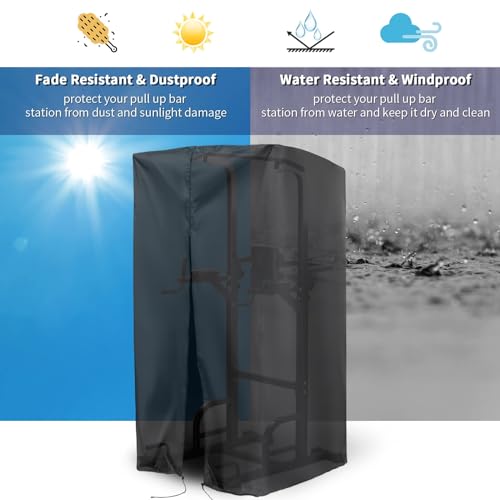 Pull Up Bar Station Cover for Power Tower Outdoor,Pullup Dip Station Cover | 42x40x88,Waterproof Dustproof Heavy Duty Oxford Fabric Cover with Zipper,for Free Standing Pull Up Bar at Highest Position - color: 42"L x 40"W x 88"H