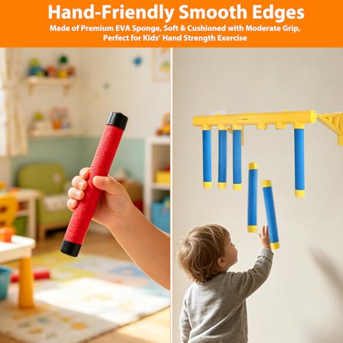 Reflex Drop Sticks Game,2026 New 3-Speed Adjustable Catching Toy with Wall Mount & Rope Hanging,USB Rechargeable Hand-Eye Reaction Training Toy for Kids Adults Seniors,Party Agility Game - color: Red