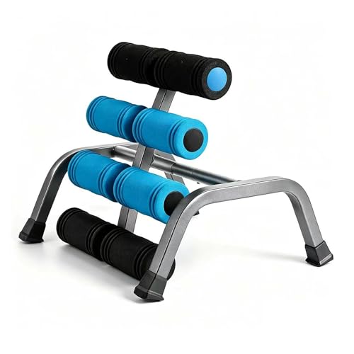 Mini Inversion Table for Back Pain Relief, Foldable Back Stretcher with Massage Roller, 400LB Capacity Ab Machine (BLUE)