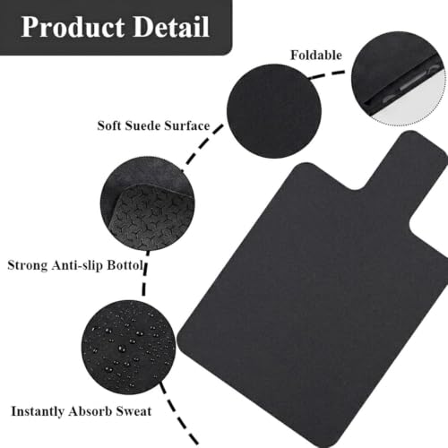 QCWN Non-Slip Pilates Reformer Mat Cover, 39" x 24" Pilates Machine Towel with Headrest Cutout, 0.8mm Sweat-Wicking Micro-Suede Foldable Mat for Female Pilates Enthusiast Exercise Matfor Pilate Training Yoga - color: Black
