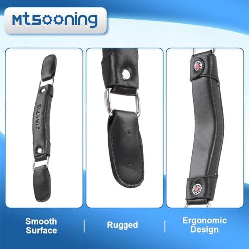 2PCS Luggage Handle,150mm Leather Pull Handle Grip, Black Suitcase Handle Carry Strap Replacement Part for Luggage Suitcase Box Black Tone