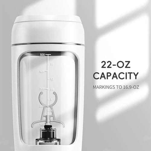 PROCHAIN Electric Protein Shaker Bottle, 22oz BPA-Free Tritan Mixer | USB Rechargeable, Shaker Cups for Protein Shakes, Portable Mixer, with Powder Storage Cup, for Gym, Workout, Sports Nutrition - color: White