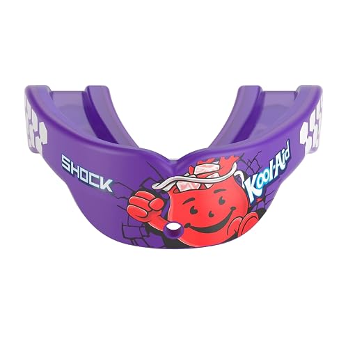 Shock Doctor Gel Max Power Sports Mouth Guard, Flavored Sports Mouthguard for Football, Lacrosse, Hockey, Basketball, Flavored Mouth Guard, Youth & Adult, Adult, Kool-Aid Grape OSFA