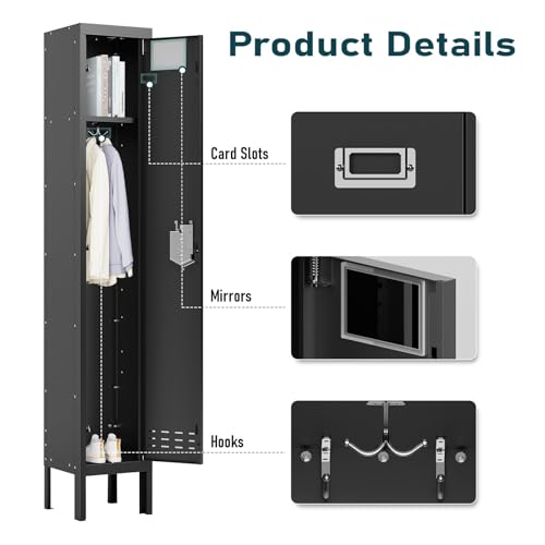 BUTISOW Metal Lockers - 66" Height Steel Lockers for Employees with Door Storage Locker with Card Slot for Employees Gym School Home Office Garage - Assembly Required