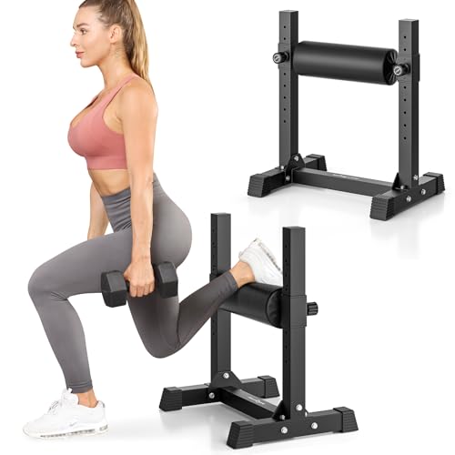 BODYRHYTHM Bulgarian Split Squat Stand, Single Leg Squat Roller Stand with 9 Adjustable Roller Heights for Squats, Leg Lunges, Lower Body Training. - color: Black