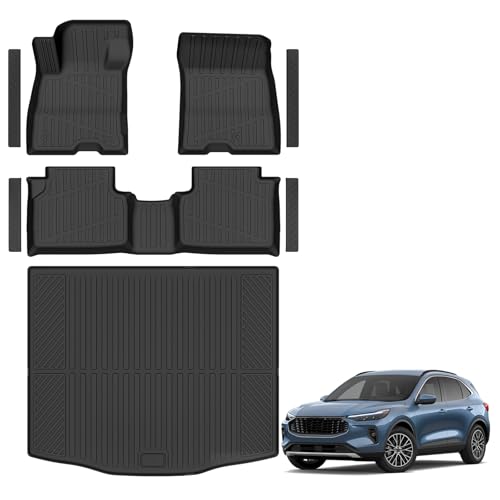 Floor Mats & Cargo Liner Custom Fit for Ford Escape Hybrid 2020-2025 2026 (NOT Fit Gas) All Weather TPE Rubber Trunk Mat Anti-Slip Full Set Automotive Floor Liners for Escape 2025 Accessories - size: For Ford Escape Hybrid 2020-2026