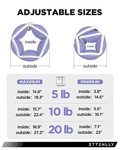 Adjustable Ankle Weights for Women Men and Kids | 1 Pair 5 10 15 18 20 Lbs Leg Wrist Ankle Weight Straps for Yoga, Walking, Running, Aerobics, Gym, Dance, Pilates, Cardio - color: Purple, size: 10lb(5*2)