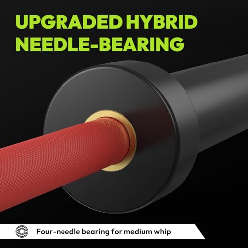 HANDBODE Olympic Barbell 6.5 ft/7 ft, 2 Inch Straight Womens Bars, 35 lb/45 lb Weight Bar, 1000 lb High-Capacity, for Weightlifting, Bench Press, Deadlift, Squat, Home Gym Strength Training - color: 6.5 ft Barbell 35 lb, 1000 lb, Red & Black