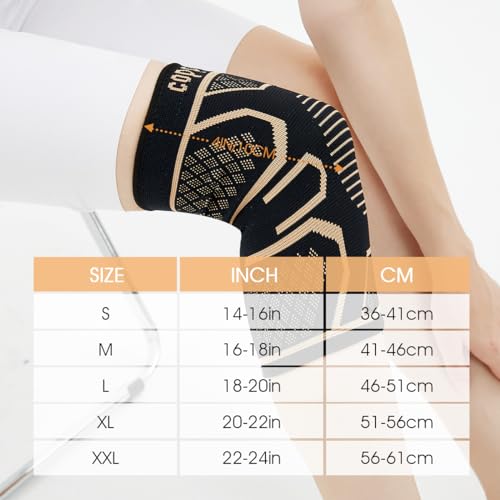 Copper Knee Braces for Knee Pain 2 pack, Knee Compression Sleeve Support for Men and Women, Medical Grade Knee Brace for Working Out Running Arthritis Sports Meniscus Tear Joint Pain Relief S - size: Small