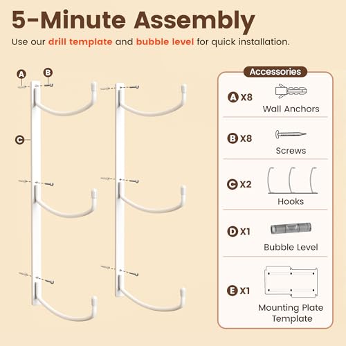 Yoga Mat Holder Wall Mount, 3-Tier Storage Rack for Yoga Mat, Foam Roller, Block, Yoga Accessories, Wall Organizer for Home Gym, Gym, Workout Room, Metal, White - color: White