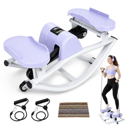 Rock Stepper Side to Side Portable Lateral Rocking Stepper with Digital Display and Non-Slip Mat Mini Steppers for Exercise at Home - color: Purple