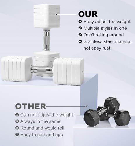 Adjustable Dumbbell Set for Women Men 7.5LB/10LB/15LB/20LB/25LB Pair | Stable Free Weight Hand Weights with Metal Handle for Home Gym Fitness Rehab Pilates Yoga Strength Training Equipments - color: White, size: 15LB SINGLE