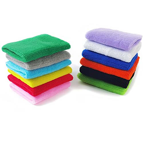 NSBELL 24PCS Colorful Sports Wristbands Cotton Sweatband Wristbands Wrist Sweatbands Wrist Sweat Bands for for Men and Women, Good for Tennis, Basketball, Running, Gym, Working Out (12Pair)