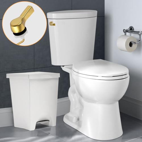 Hibbent Universal Metal Side Mount Toilet Handle Replacement Kit, Brass Toilet Flush Tank Lever with Stainless Steel Flapper Chains for Most Toilets, Brushed Gold - color: Brushed Brass, style: Side Mount