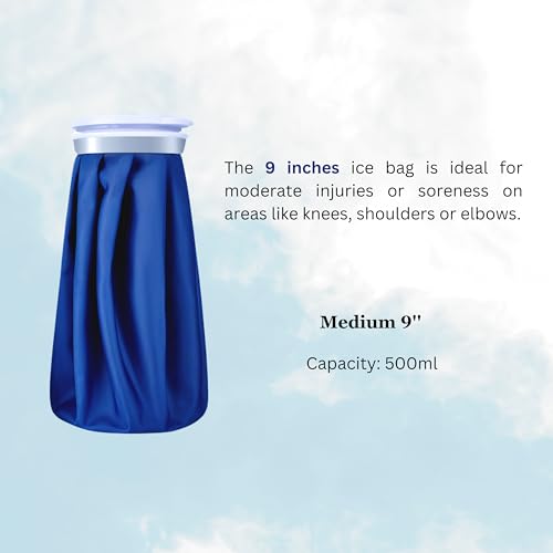 Ice Cold Pack Reusable Ice Bags Hot Water Bag for Injuries, Hot & Cold Therapy,for Hot Therapy is 60℃ (9 inch) - size: Medium