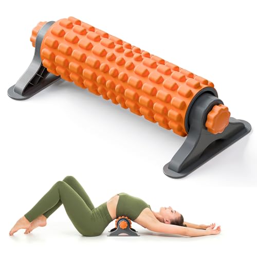 XL IT Band Firm Foam Roller with Resistance Holder - 17 inches - Exercise Roller for IT Band Issues, Deep Tissue Muscle Massage, Muscle and Back Roller for Fitness, Gym Equipment (Orange) - color: Orange