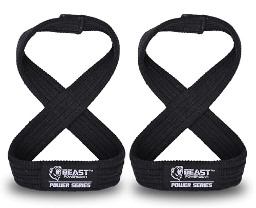 Figure 8 Lifting Strap- Strongman 10-14" Deadlift Straps- True Grip Support & Heavy Duty Wrist Straps for Weightlifting Women Men- Hand Straps for Weight Lifting Figure 8 Straps for Gym Workout - color: Black, size: Large 14" - Fat or Axle Bar
