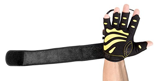 Gym Gloves Protect Your Hands & Improve Your Grip Weightlifting Grips - color: Yellow with 2.5" Wrist Wraps, size: Medium