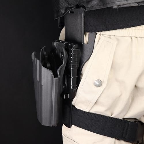 Tactical Leg Strap Drop Swivel Attachment for Holsters, Thigh Strap Belt for Leg Holster, with Quick-Release Buckle. - color: Leg Strap & Adapter-Black