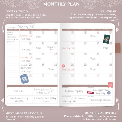 Legend Wellness Planner & Food Journal – Daily Diet & Health Journal with Exercise & Weight Loss Tracker – Nutrition Diary, 6 Months (Dark Terracotta) - color: Dark Terracotta Gold Foil, size: A5 (5.8” x 8.3”)