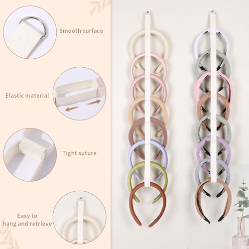 3 PCS Headband Holder Organizer for Girl,Hanging Hairband Storage for Women,Beige Hair Hoop Display Hair Accessories Organizer Bedroom College Dorm Decor - color: Beige-3pcs
