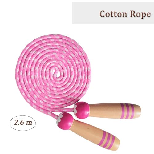 Jump Rope for Kids, Lorvain Adjustable Skipping Rope, Kids Jump Ropes with Wooden Handle for Girls Boys, Weighted Jumping Ropes for Fitness Workout Exercise Outdoor Fun Activity - color: Pink&Blue-2pcs