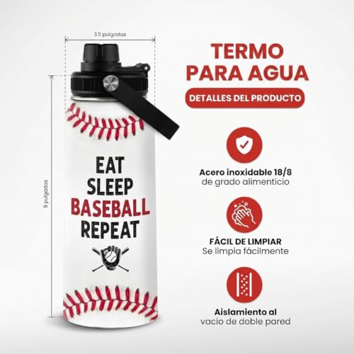 Baseball Water Bottle 32 Oz - Insulated Stainless Steel Sport Bottles with Lid - Baseball Men Players Fan Coach - color: Baseball 3