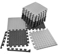 VViViD Interlocking EVA Foam Floor Mat Tiles 11.8”x11.8”x0.47” Black (9) and Grey (9), Non-Slip (18 Tiles, 18 sq ft)