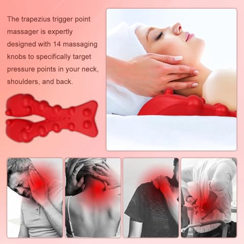 Trapezius Trigger Point Massager, Suboccipital Release Tool Trigger Point Massager for Muscle Pain Relief Neck Back Shoulders - color: Red