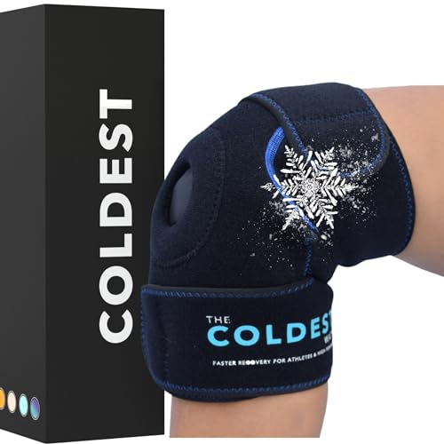 The Coldest Knee Ice Pack Wrap, Hot and Cold Therapy - Reusable Compression Best for Meniscus Tear, Injury Recovery, Bursitis Pain Recovery, Sprains, Swelling and Rheumatoid Arthritis - size: 1 Count (Pack of 1)