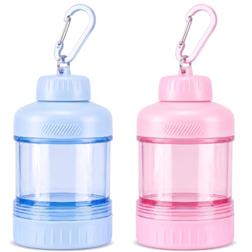 2 Pack Protein Powder Container to Go, 50g/100g Stackable Powder Holder with Keychain, Travel Funnel Bottle for Shaker Bottle, Sky Blue & Sakura Pink - color: Sky Blue & Sakura Pink