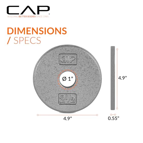 CAP Barbell Standard 1-Inch Cast Iron Weight Plates - Singles & Sets | 1.25-50 lbs | Multiple Options - color: Gray, size: 2.5 lb - Set of 4