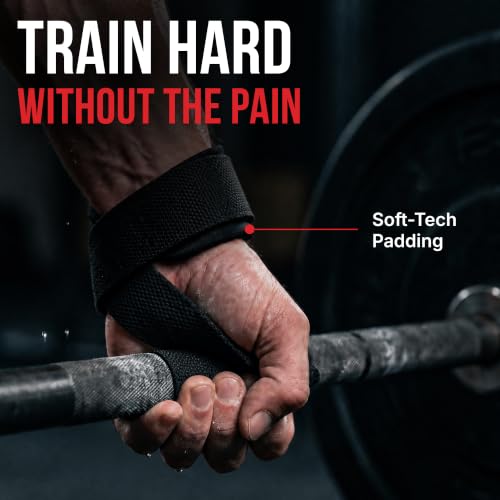 Rip Toned Lasso Lifting Straps for Weightlifting, 23¼" Padded | 1 Pair, cotton, non-latex neoprene. No break-in. Quick release. Deadlifts, rows, shrugs, pull-ups. Machine washable. - color: Black