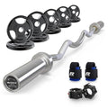 RitFit 2 Inch EZ Curl Bar with Weights, 350LBS Capacity Olympic Barbell for Bicep & Triceps, Home Gym Strength Training - style: Silver(with 155LB Weights,Collar and wrist)