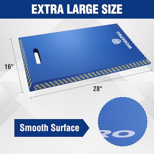 WORKPRO Extra Thick Kneeling Pad, Blue, 28 x 16 x 1.2in | Soft NBR Foam Knee Cushioning, Extra Large Foam Kneeler Mat, For Auto-Repair, Gardening, Workout Supplies - color: Blue
