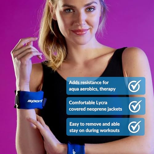 Sporti Fitness Wrist Weights - Water Weights for Aqua Belt Pool Exercise, Comfortable Fit - color: Wrist Weight - Blue - 2lbs