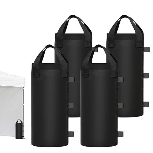Canopy Weights Sand Bags for Weight Windproof Pop up Canopy Tent -(No Sand)-4 Pack-125LBS - color: Black(4 Pack)