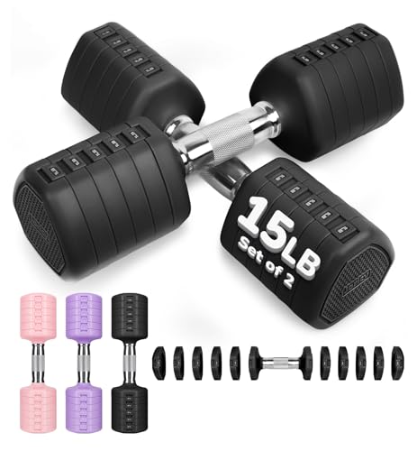 Adjustable Dumbbell Set of 2, 10LB 20LB 30LB Weight Set | Hand Weights for Women Men, Dumbbells for Home Gym Outdoor Exercise & Muscle Toning Weight Loss Rehab Strength Training - color: Black, style: 30 lb, Pair-Chrome Handle